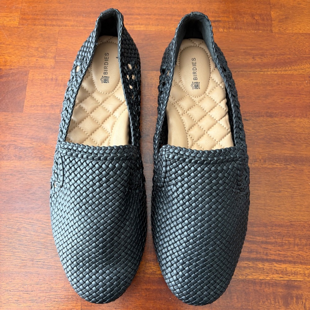 Birdies Black The Starling Woven Vegan Leather Slip-On Flats 9.5